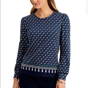 Charter Club Petite Medallion-Print Top women’s size petite medium